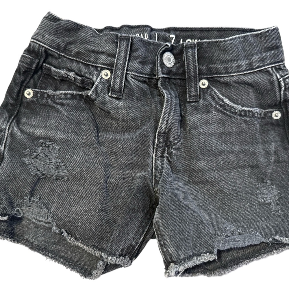 Distressed Black Denim Shorts